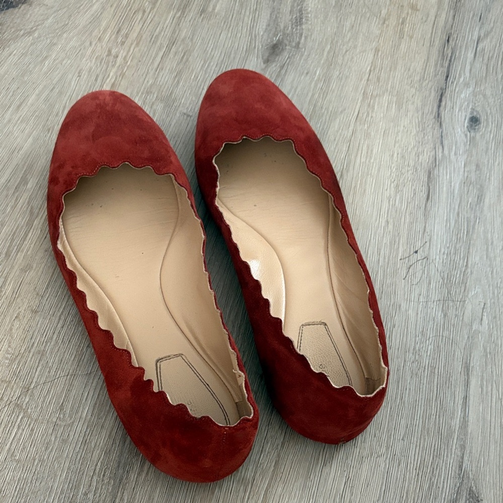 Chloe Burnt Red Scalloped Flats